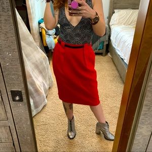 Hot red vintage pencil skirt